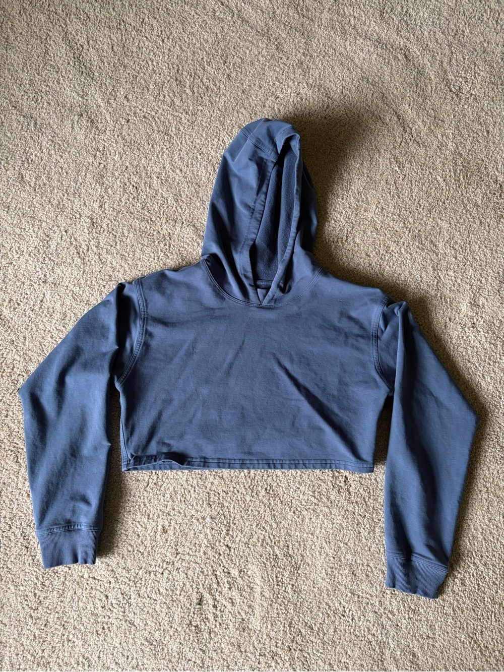 Lululemon All Yours Cropped Hoodie Blue Hooded Sweatshirt Terry Crop Fitted Sz 4